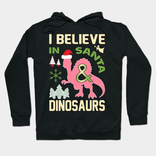 I believe in Santa and dinosaurs Hoodie by Fun Planet